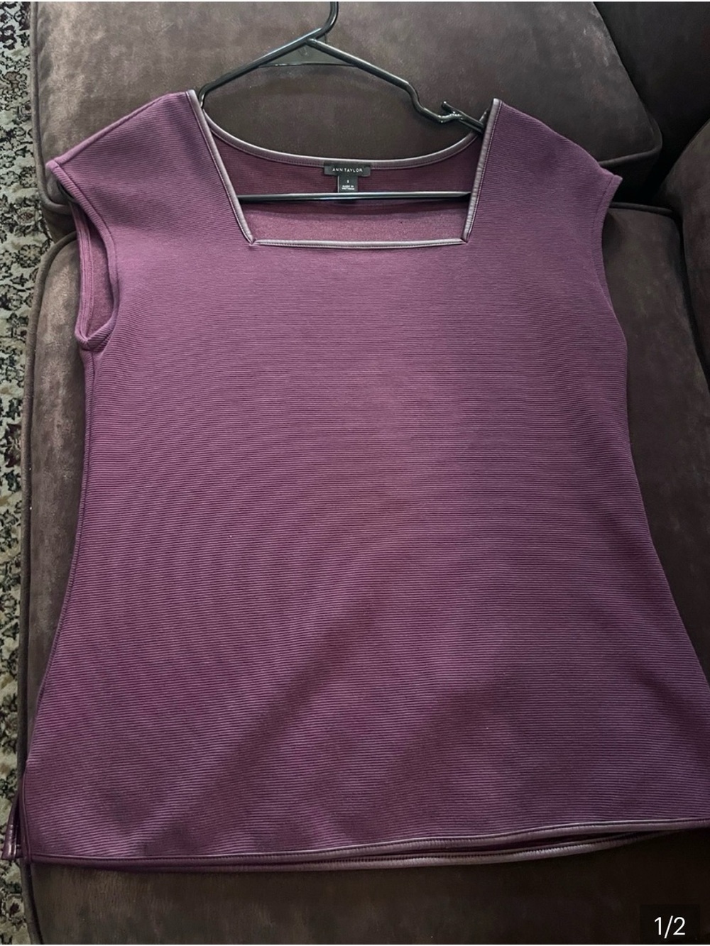 Ann Taylor Plum Sleeveless Square-Neck Tank